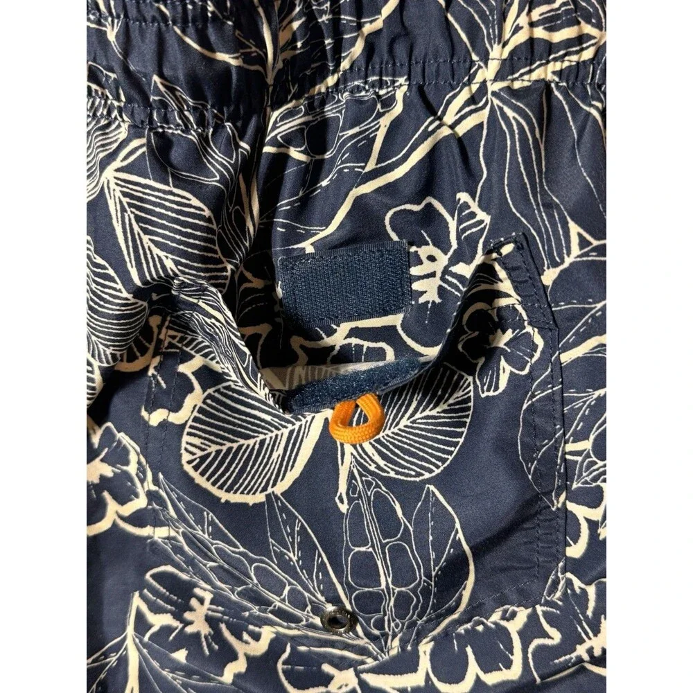 Land’s End Men's Swim Trunks Shorts Navy Blue Floral Pattern Size M 32-34